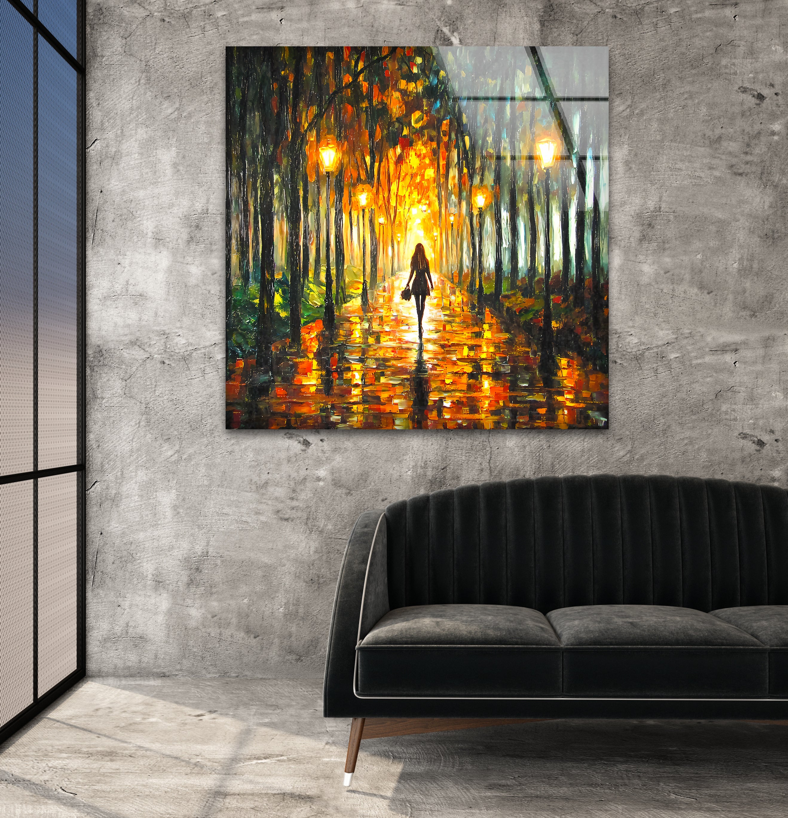 Original Afremov Woman Art Glass Wall Painting - Handmade Canvas Print for Living Room, Bedroom & Office Decor
