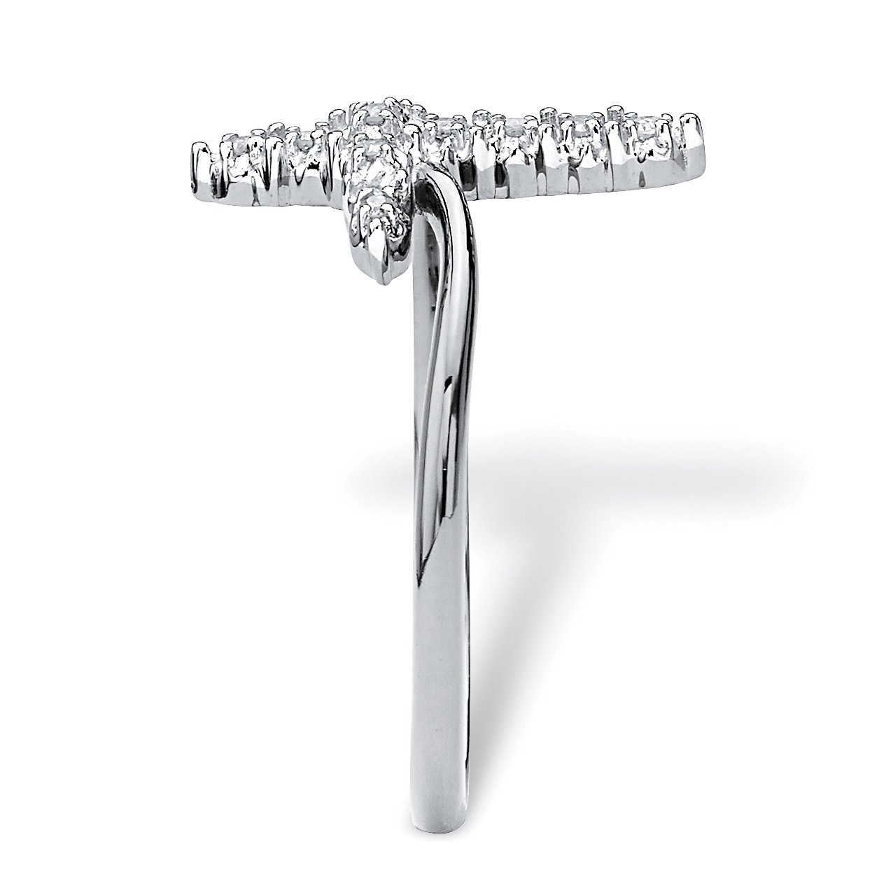 Platinum Over Sterling Silver Genuine Diamond Accent Cross Ring for Women - Elegant Religious Jewelry Gift for Christmas, Baptism & Church Occasions