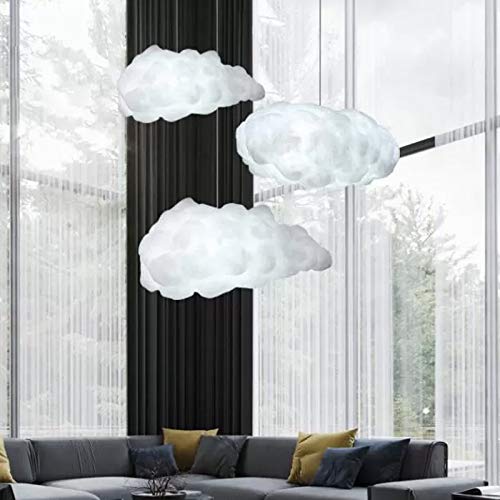LITFAD Cotton Cloud Pendant Light - Modern Art Deco 1-Bulb White LED Hanging Ceiling Lamp for Dining Table, Bedroom & Living Room | Elegant Lighting for Hotels, Restaurants and Home Decor