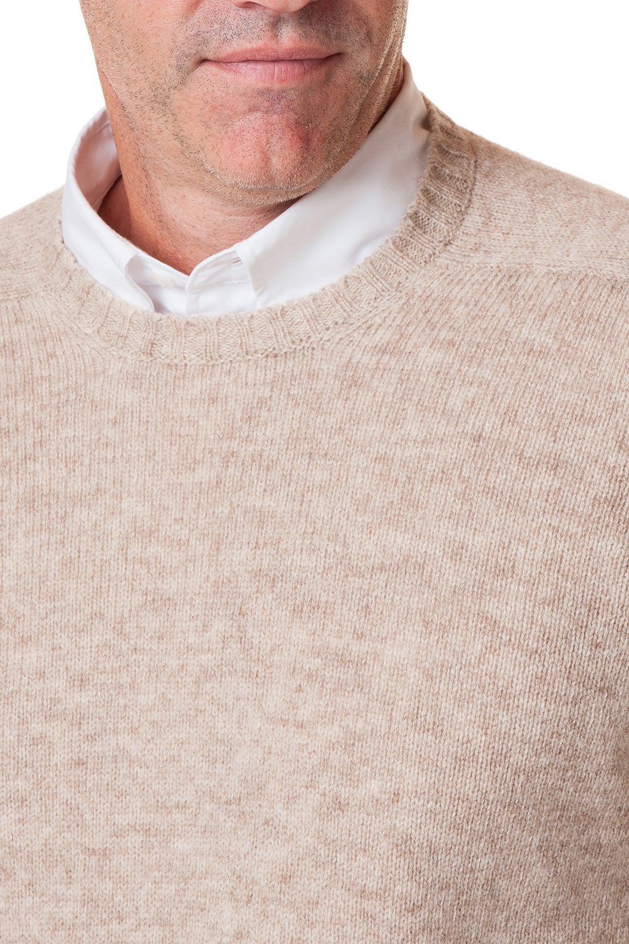 Premium Scottish Shetland Wool Crew Neck Sweater - Soft Oatmeal Color - Cozy Winter Pullover for Men & Women | Perfect for Casual Outfits, Office Wear & Cold Weather Fashion