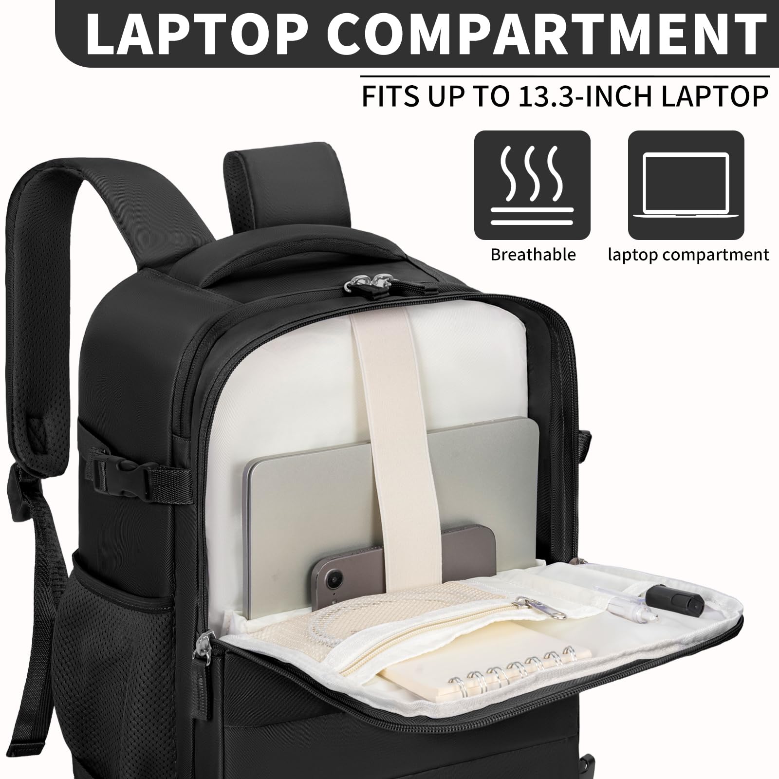 GMAK 20L Lightweight Travel Backpack for Men & Women with USB Charging Port - 15.6 Inch Laptop Backpack Carry-On Cabin Bag - Perfect for College, Business Trips, Air Travel & Daily Commute - Black
