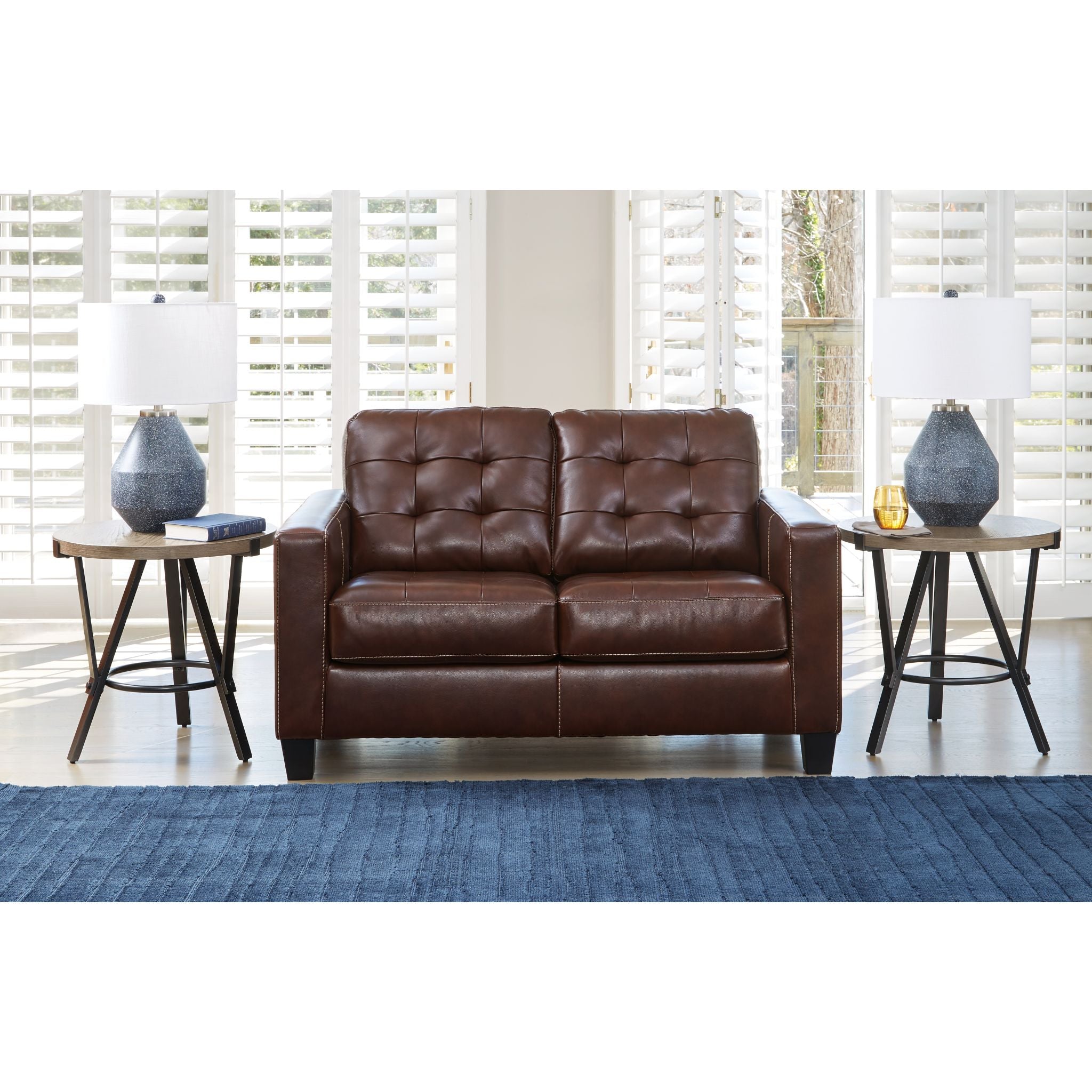 Altonbury Loveseat in Walnut Finish - Stylish and Compact Sofa for Small Spaces, Living Rooms, Apartments & Cozy Home Decor