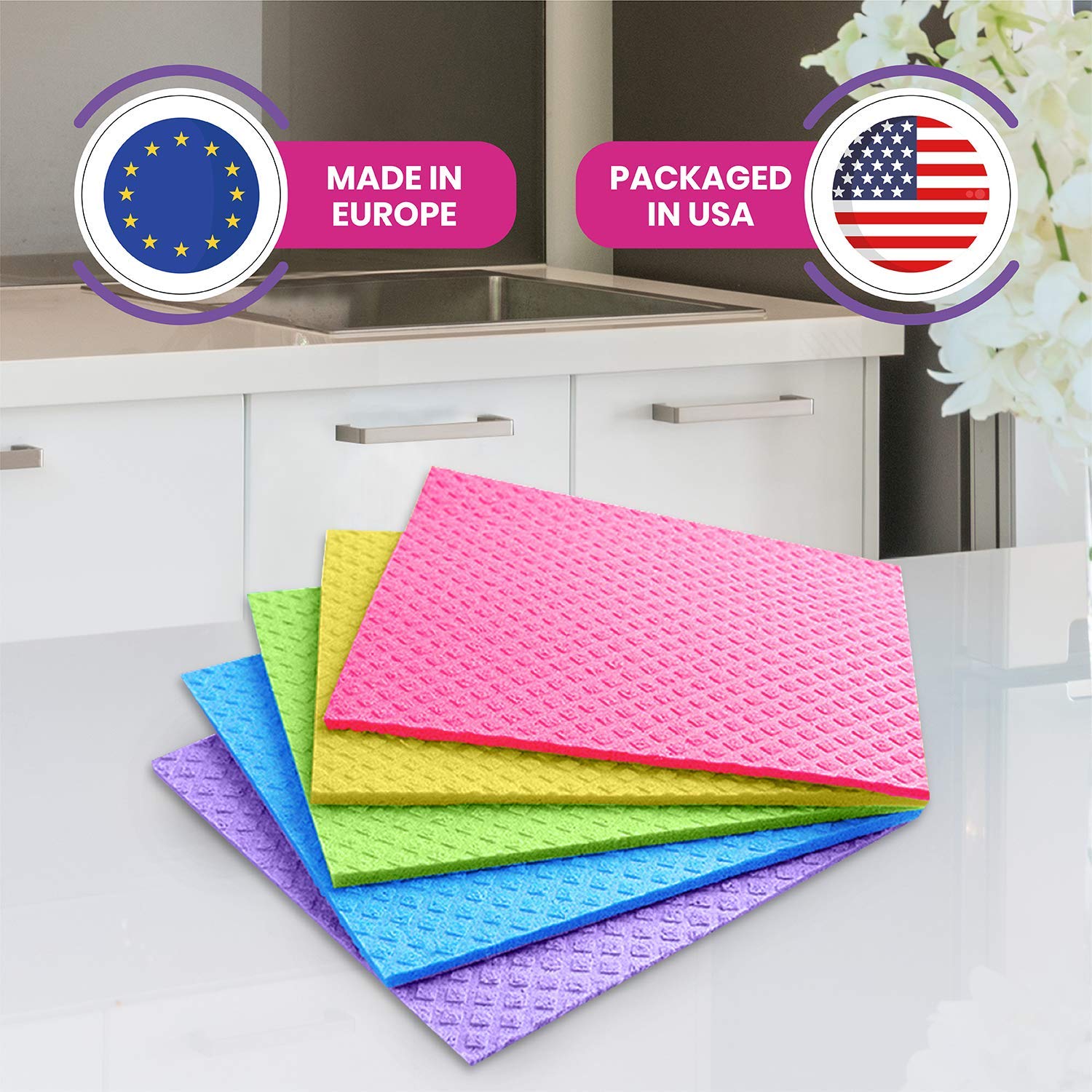 Eco-Friendly Swedish Dishcloths Set – Super Absorbent Reusable Kitchen Towels & Sponge Cloths for Washing Dishes, Cleaning Countertops – Perfect for Sustainable Home & Commercial Kitchens