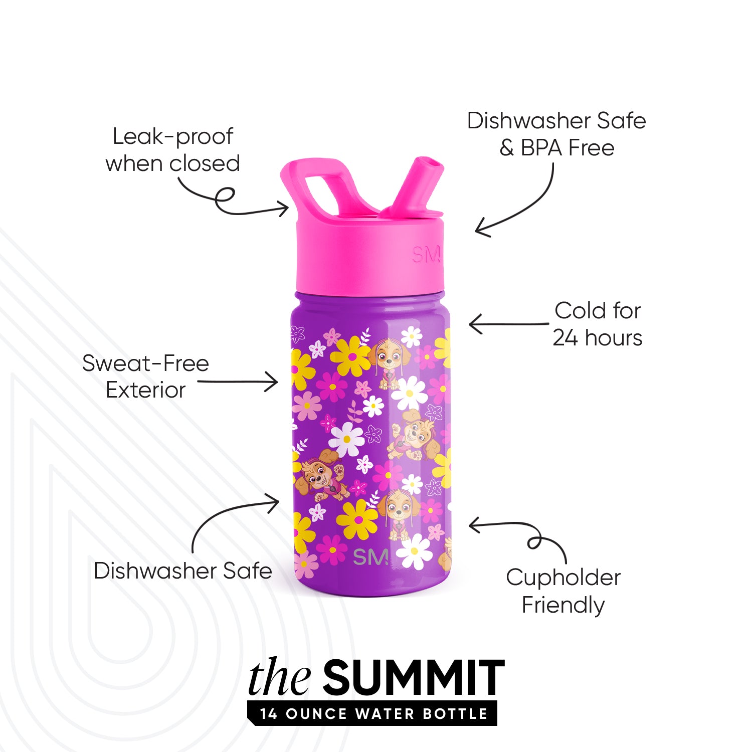 Summit Kids Water Bottle with Straw Lid - BPA Free, Leak Proof, Insulated Stainless Steel Bottle for School, Sports & Outdoor Activities