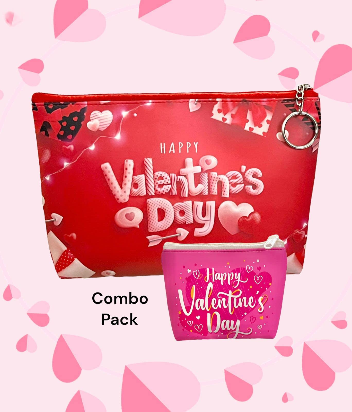Valentine's Day Gifts for Women - 2 Piece Set (Makeup Pouch & Coin Purse Wallet) | Cosmetic Organizer, Travel Jewelry Storage Bag | Perfect Gift for Girlfriend, Wife, Mother, Sister | Birthday, Anniversary, Christmas Present
