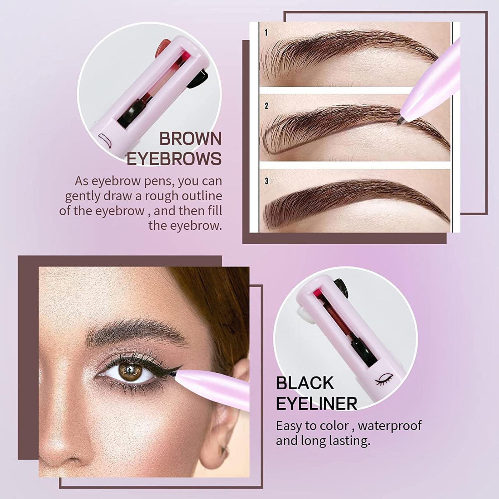 4-in-1 Multifunctional Makeup Pencil Set - Waterproof Eyeliner, Brow Liner, Lip Liner & Highlighter - 4 Colors for Eyes, Lips & Face - Perfect for Daily Makeup, Party Looks & Travel Essentials