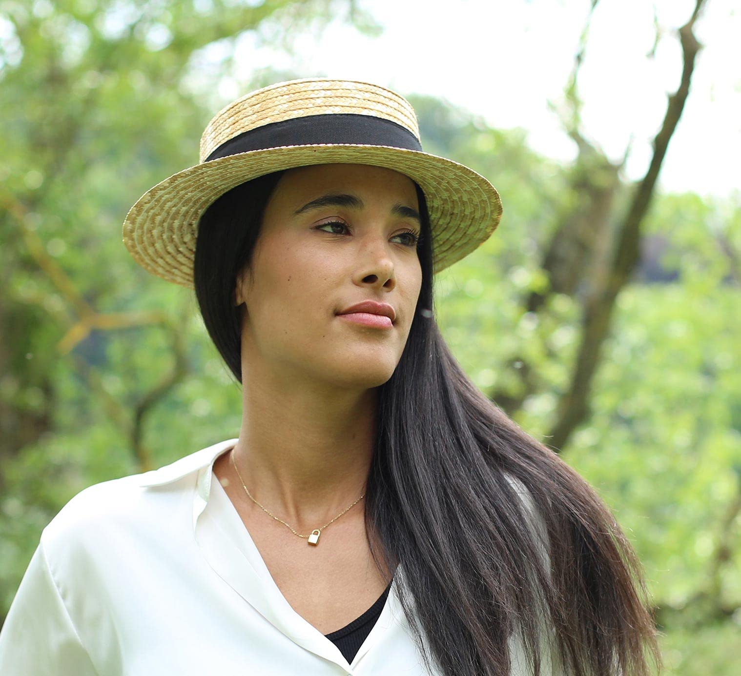 Stylish Gondolier Straw Boater Hat - Classic Summer Sun Hat for Men & Women - Perfect for Outdoor Events, Beach Vacations, and Fashion Accessories