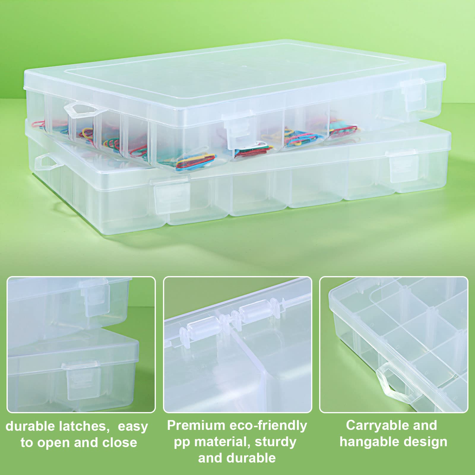 6 Pack 36 Grids Plastic Organizer Box with Removable Dividers - Clear Storage Container for Fishing Tackle, DIY Beads, Craft Supplies & Small Parts | Perfect for Art Projects, Jewelry Making & Home Organization