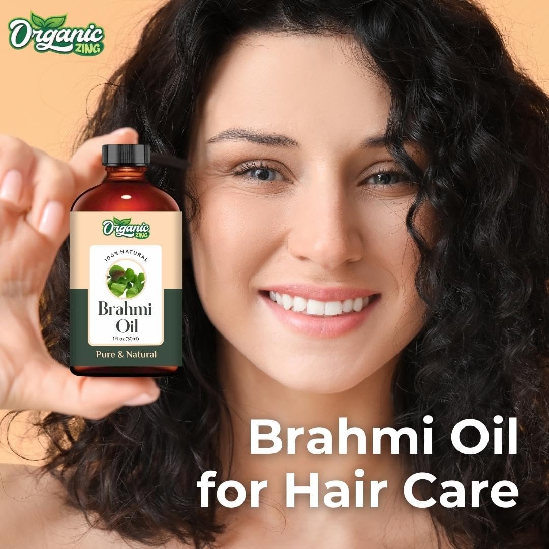 Pure Organic Brahmi Oil for Skin, Face & Hair Care | 100% Natural Aromatherapy & Diffuser Essential Oil | Deep Conditioning Treatment | Perfect for Massage, Scalp Therapy & Relaxation - 30ml Bottle