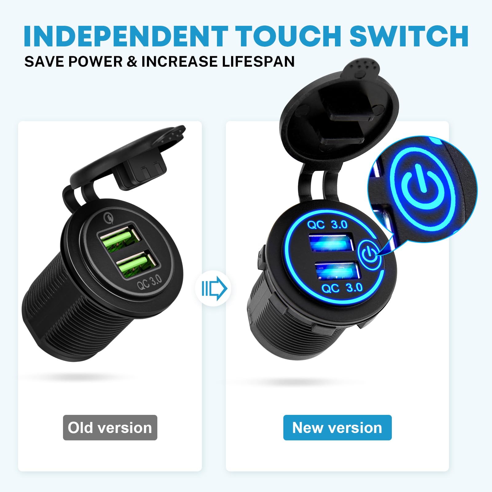 Kohree 12V 5 Gang Marine Switch Panel with USB Port, LED Digital Voltmeter & Cigarette Lighter - Waterproof Rocker Toggle Switch Panel for Boats, Yachts, RVs, and Marine Applications - Perfect for Electrical System Control and Device Charging on Watercrafts