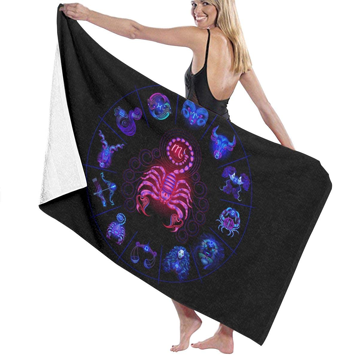 Scorpio Zodiac Sign Beach Towel - Super Absorbent Microfiber Towel for Teens & Adults, 32x52 Inches - Perfect for Swimming, Gym, Yoga, Camping, Picnics & Poolside Relaxation