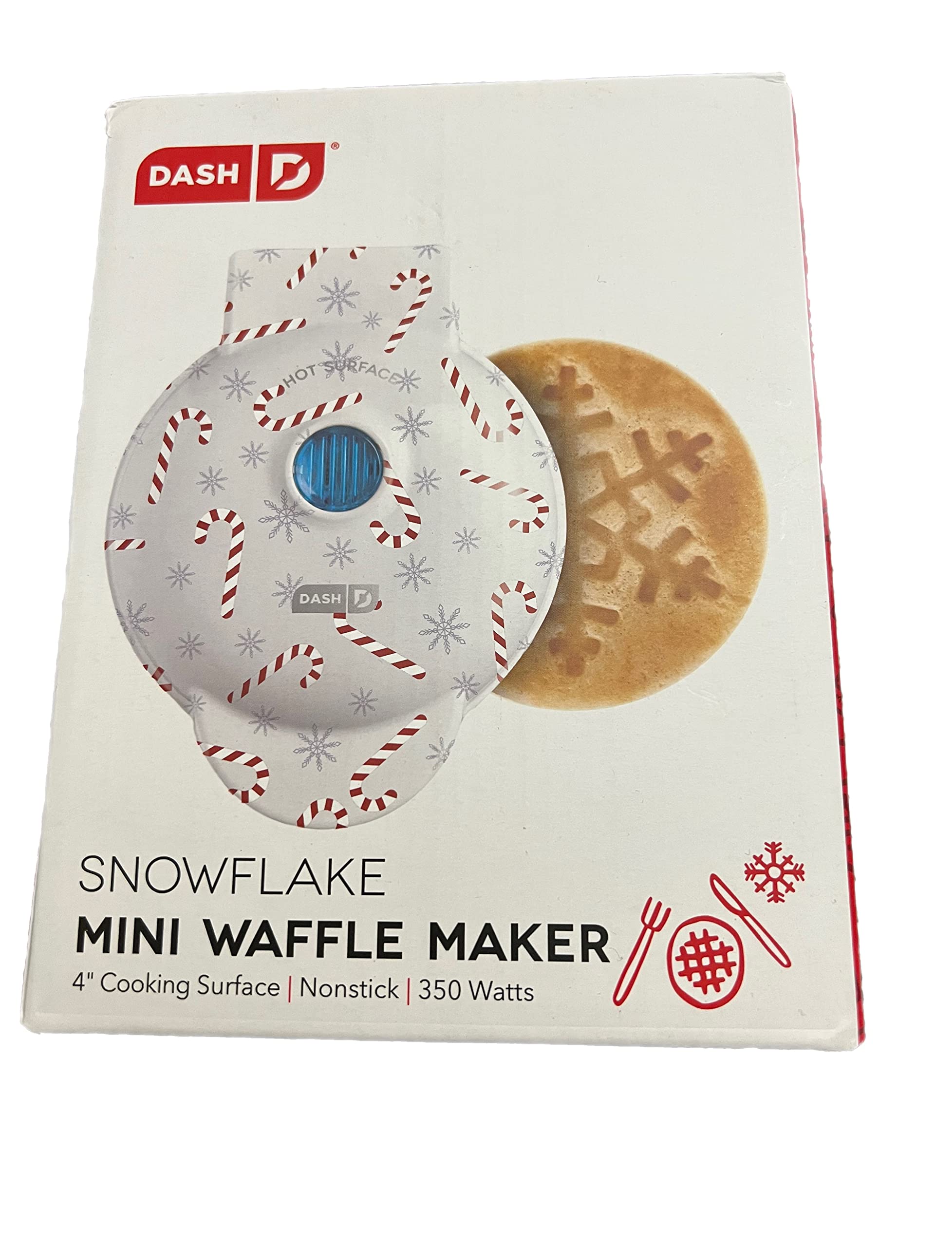 Dash Mini Waffle Maker for Christmas - Red Heart-Shaped Non-Stick Waffle Iron with Snowflake & Candy Cane Plates, Perfect for Holiday Breakfast, Gifts & Family Gatherings
