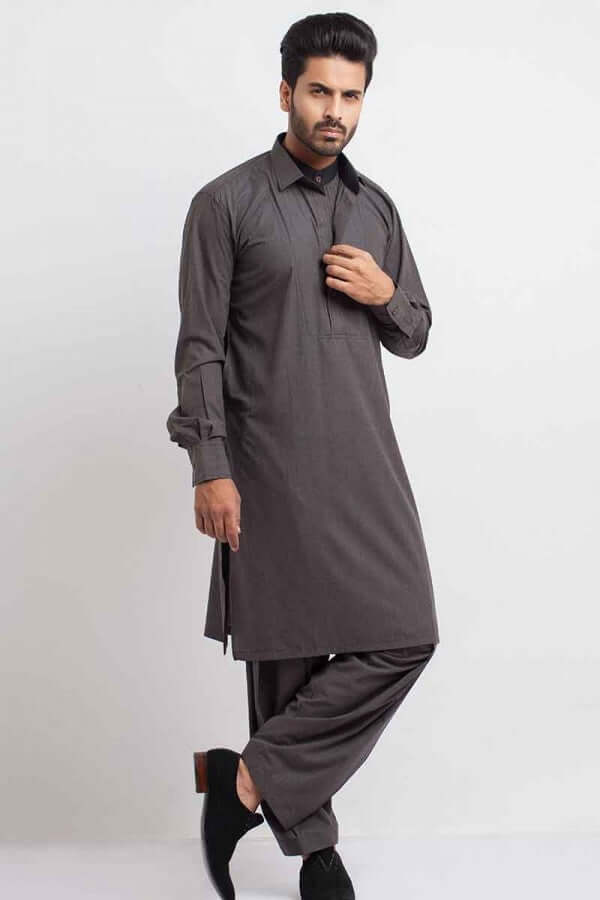 Premium Ash Grey Blended Cotton Shalwar Kameez - Traditional Pakistani Outfit for Men & Women - Perfect for Eid, Weddings & Cultural Events