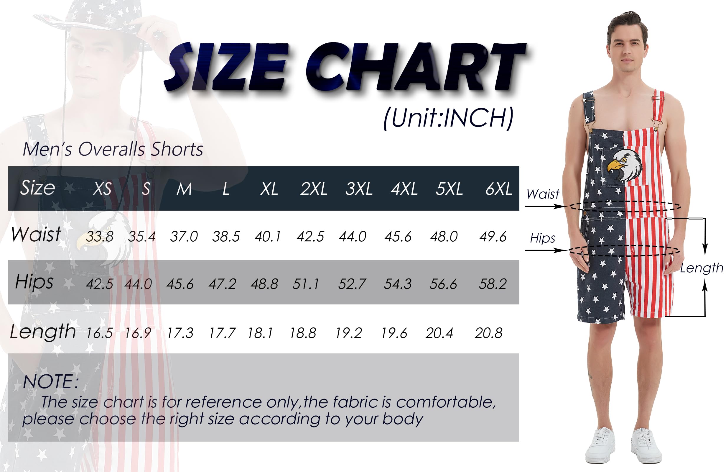 American Flag Denim Overalls Shorts for Men & Women - Adjustable Strap Casual Romper Jumpsuit | Patriotic Fashion, 4th of July Outfit, Summer BBQ Attire