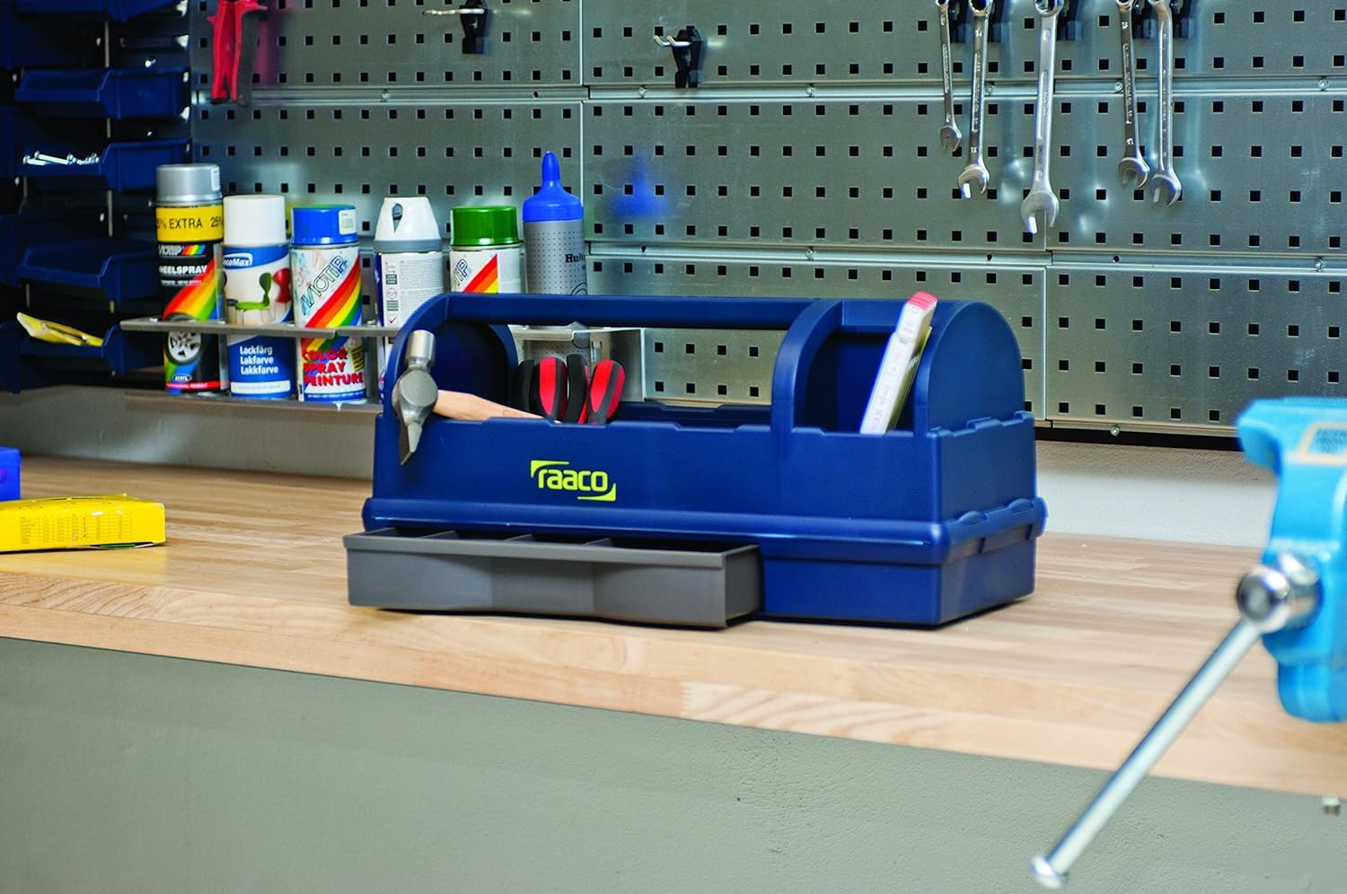 137195 Open Toolbox - Heavy Duty Blue Tool Storage Box for Mechanics & DIY Projects | Portable Tool Organizer for Garage, Workshop & Home Use