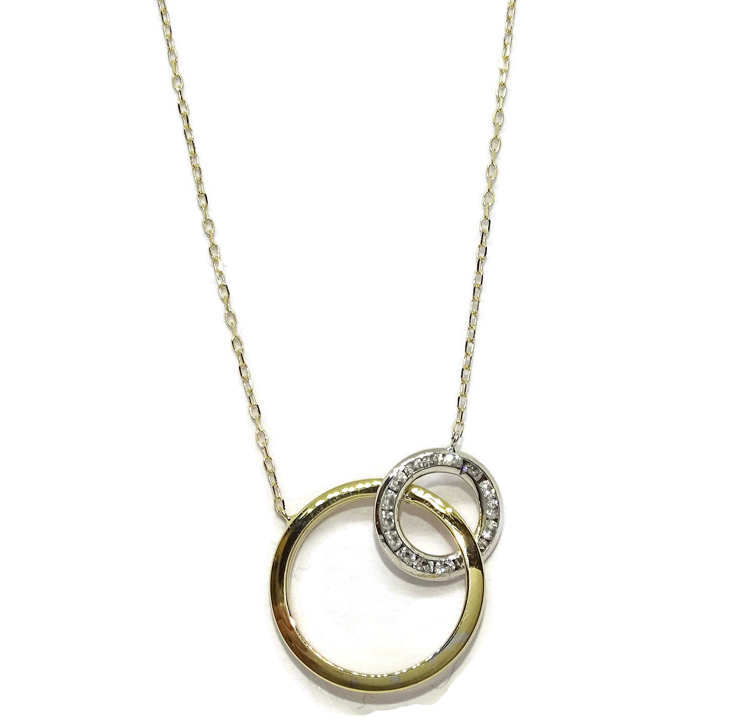 18K Gold Double Ring Necklace for Women - Elegant Karma Pendant Chain with Natural Zirconia Gemstones, Perfect Gift for Her | Anniversary, Birthday, Valentine's Day Jewelry Present