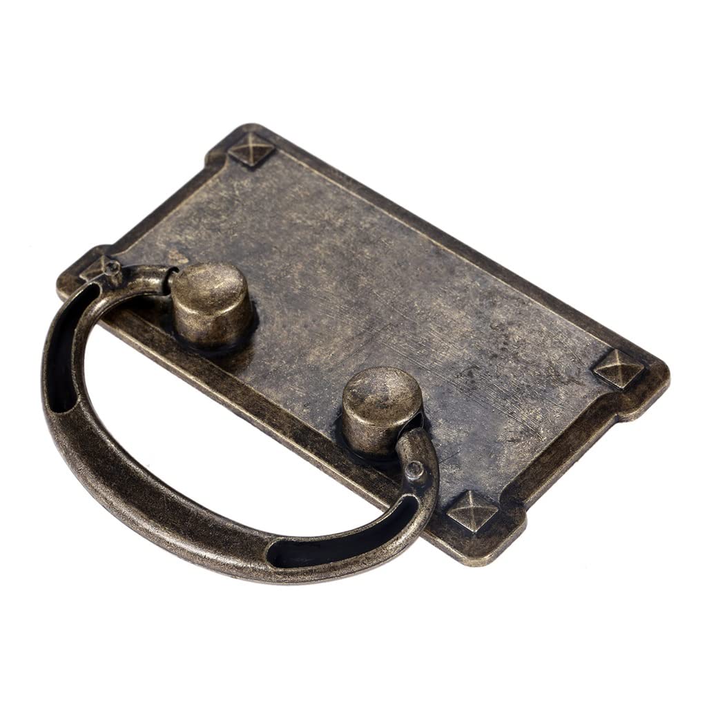 2-Piece Zinc Alloy Cabinet Pulls - Square Bronze Drawer Handles for Wardrobe & Furniture (54x95mm) - Perfect for Kitchen Cabinets, Dressers & Home Renovation Projects