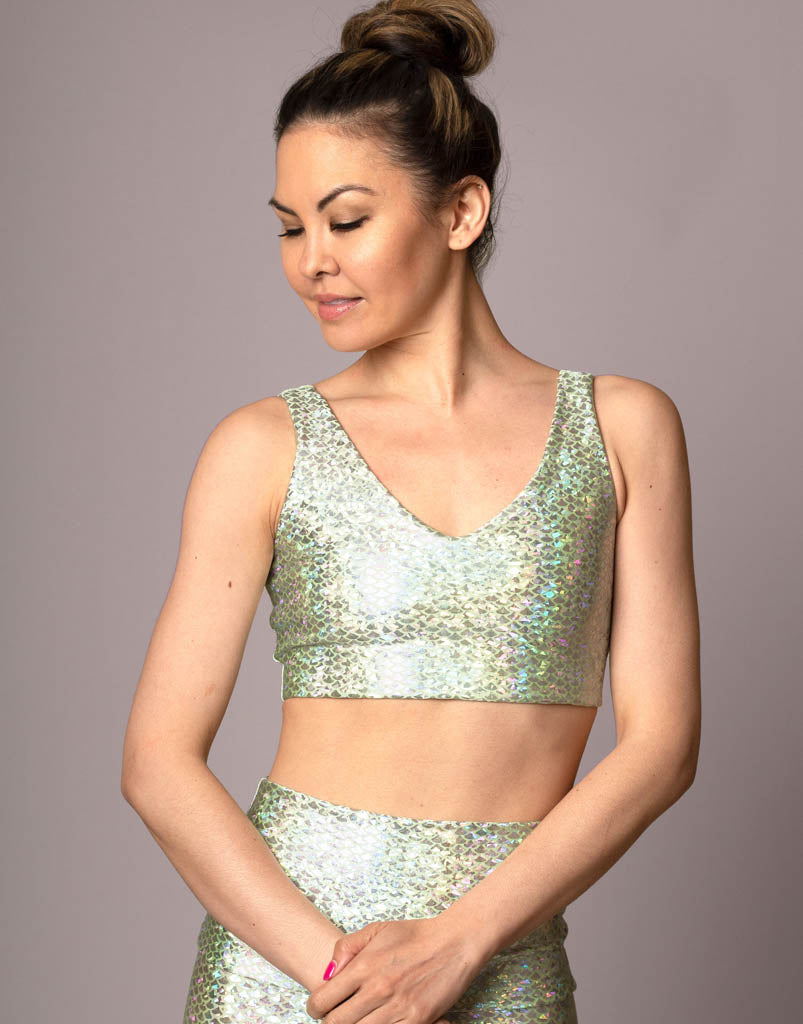 Mint Mermaid V-Neck Crop Top for Women - Trendy Summer Beachwear, Casual Outfits & Party Wear