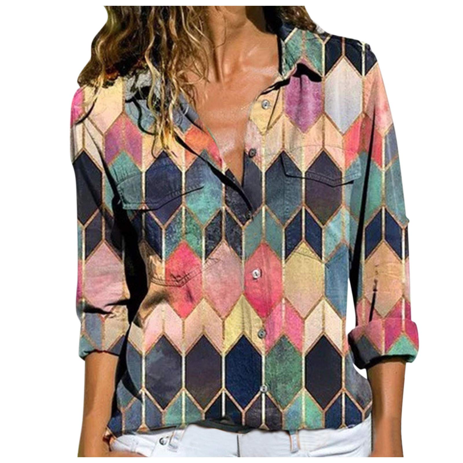 Women's Casual Cotton Long Sleeve Loose Fit Daisy Print T-Shirt - Comfortable Blouse Top for Everyday Wear, Spring Outfits & Boho Style Fashion