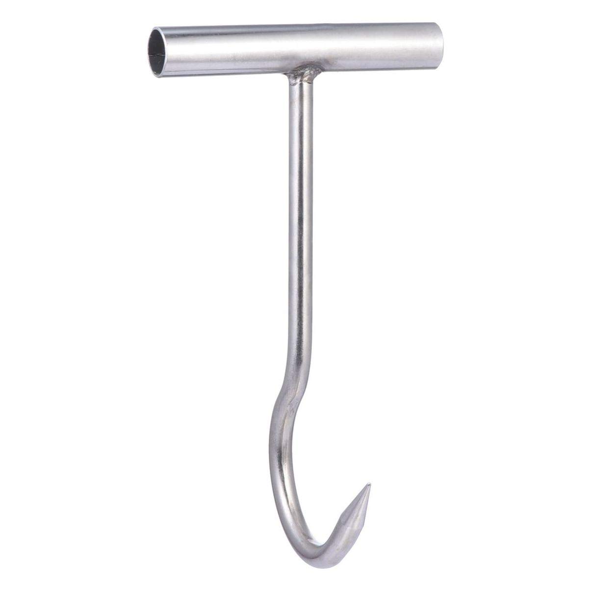 DOITOOL Stainless Steel Meat Hooks - Heavy Duty Bacon Hanger, Roast Duck Hooks, Butcher & Smoker Hooks with Ergonomic Handle for Meat Processing, BBQ, and Commercial Kitchen Use
