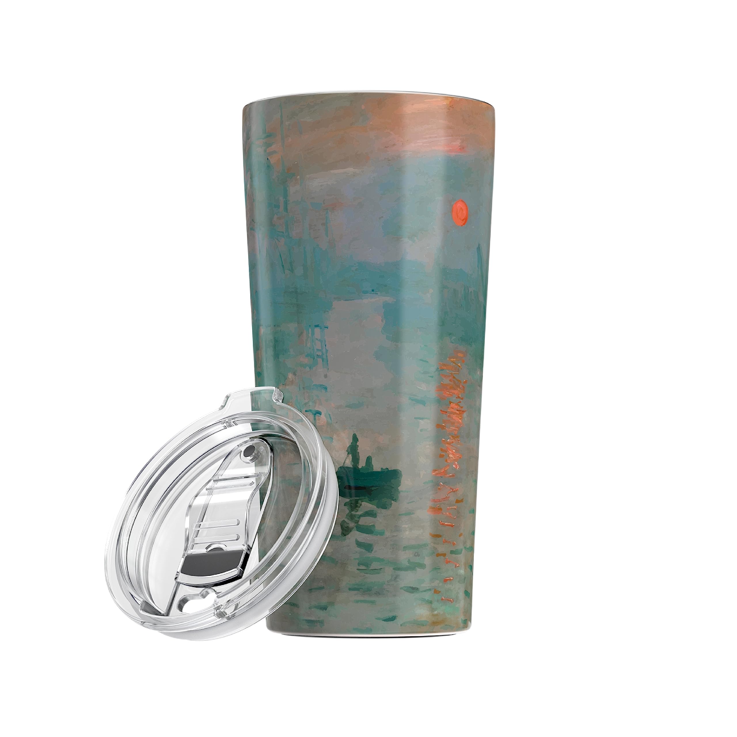 Monet Impression Sunrise Insulated Stainless Steel Tumbler - 20oz Double Wall Vacuum Coffee Mug with Lid - Hot & Cold Travel Mug for Car, Office, Camping - Leakproof & Sweatproof Design - Perfect Gift for Coffee Lovers