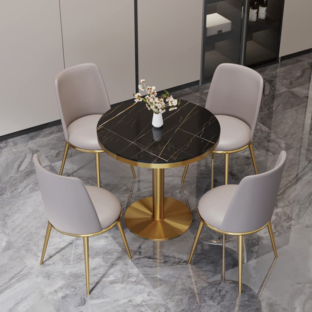 Luxury Round Dining Table - Modern Sintered Stone Pedestal Base Kitchen & Coffee Table (27.6