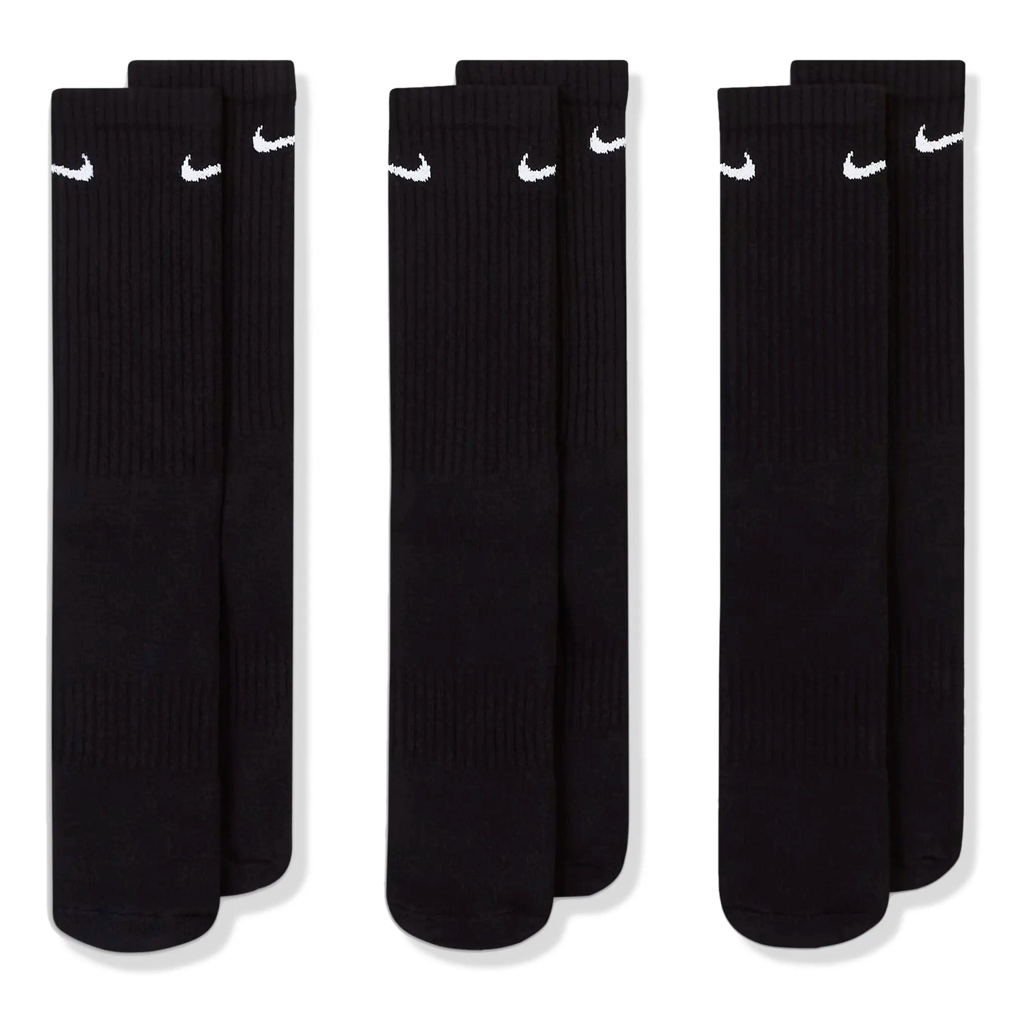 Nike Everyday Cushioned Training Black Crew Socks - 3 Pairs Pack for Men & Women - Comfortable Athletic Socks for Running, Gym Workouts and Daily Wear