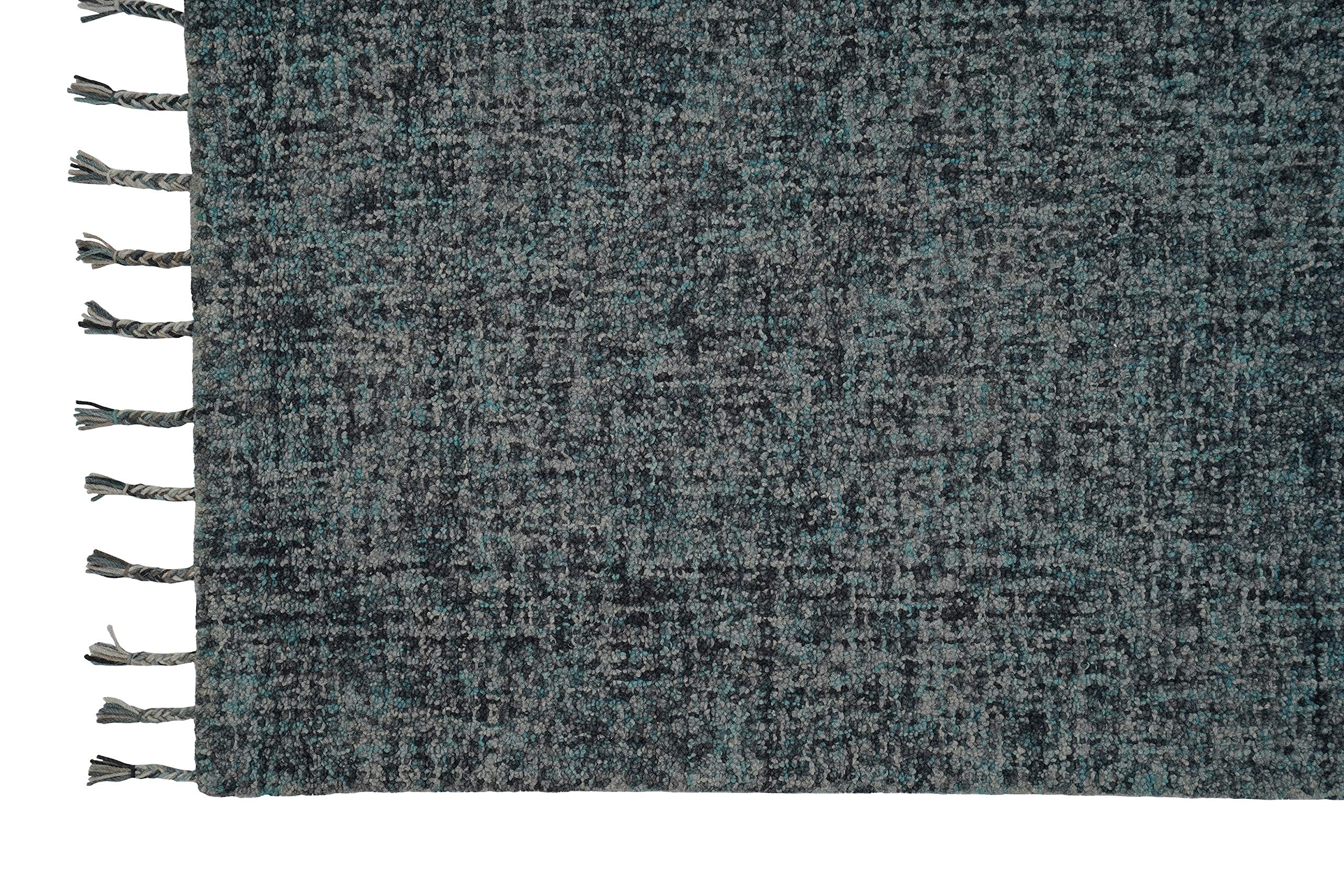 Handmade Nomad Midnight Blue Wool Rug - Natural Fiber, Easy Maintenance - 3'6
