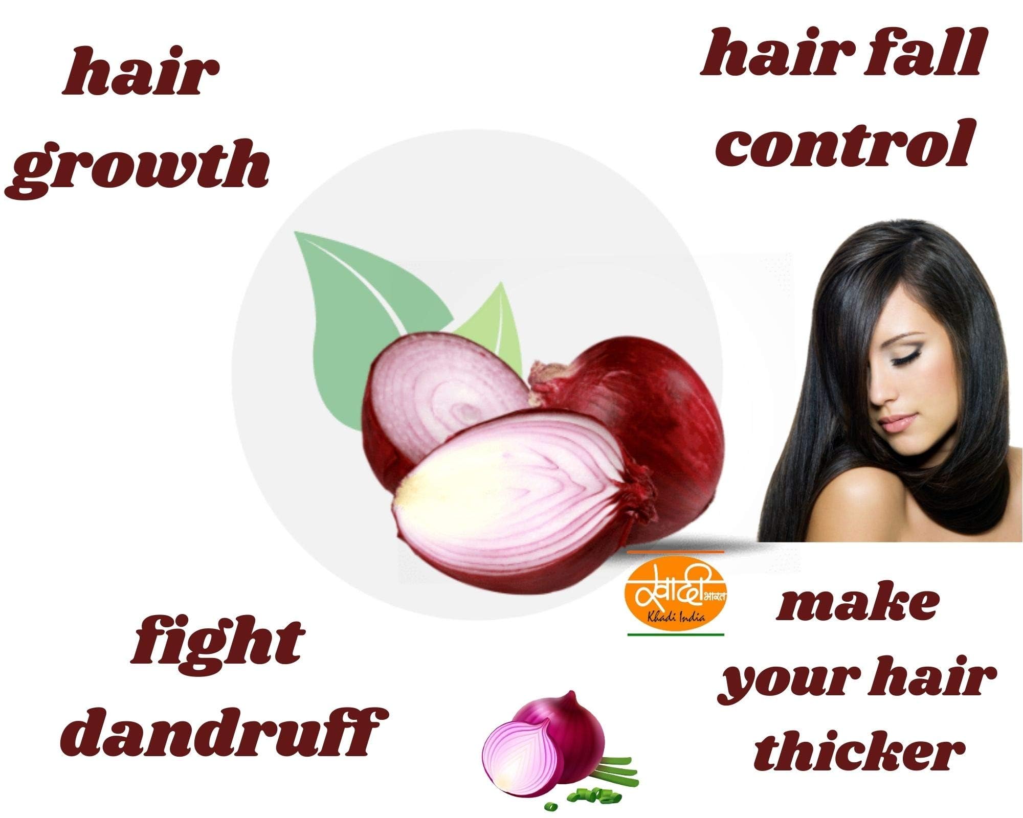 KHADI RISHIKESH Herbal Onion Shampoo for Hair Growth - Reduces Hair Fall, Controls Dandruff & Strengthens Hair Roots - 210ml for Men & Women - Perfect for Daily Hair Care & Scalp Health