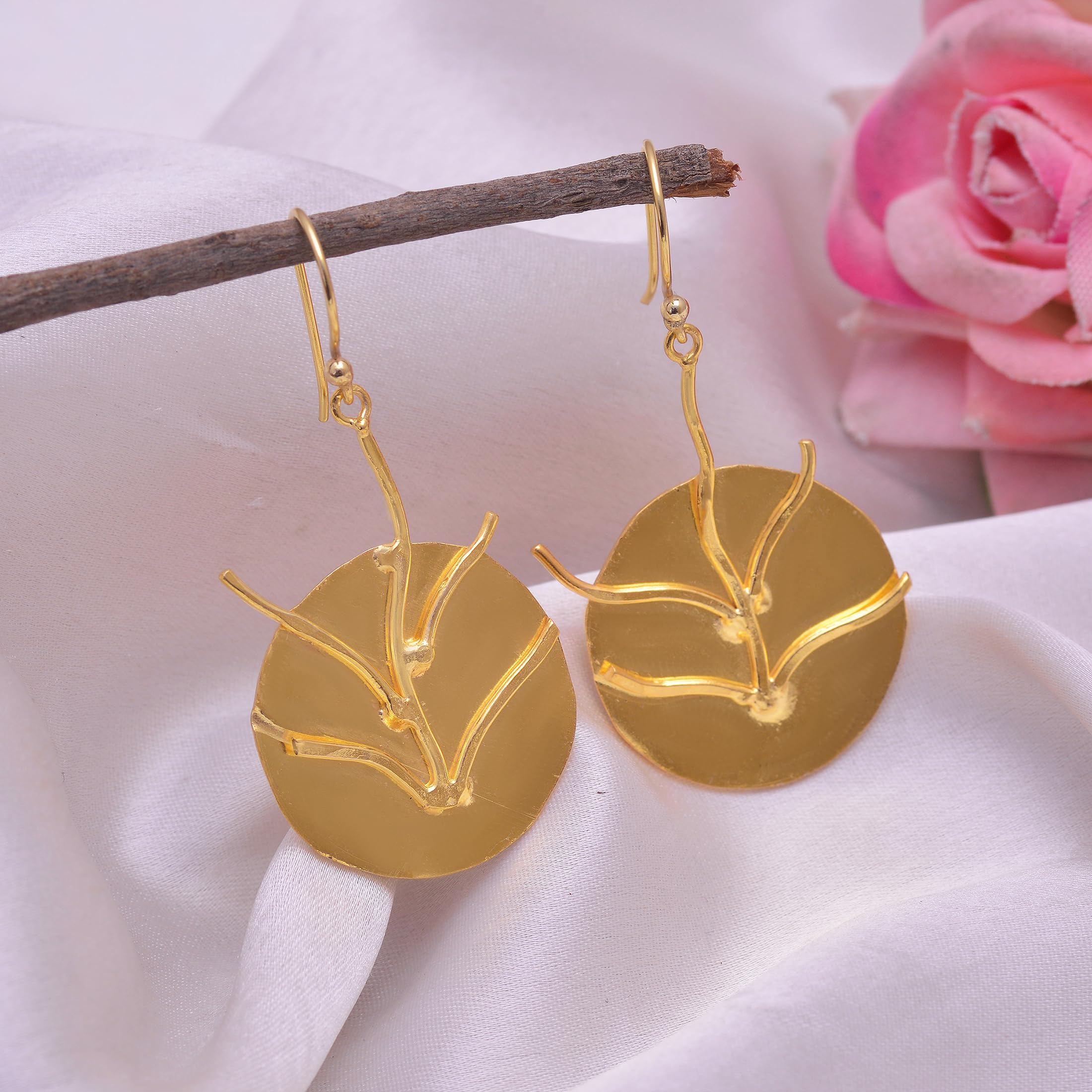 Veracity Jewelry Tree of Life 18K Gold Plated Handmade Earrings for Women - Elegant Fashion Jewelry Gift for Her - Handcrafted Gold Filled Earrings for Everyday Wear, Date Night & Special Occasions - VE-460