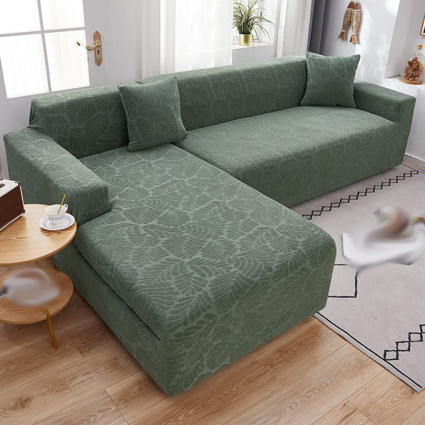 L-Shaped Sectional Sofa Slipcover - Breathable Polyester Furniture Protector with Non-Skid Foam Backing for Living Room Couches | Perfect for Pet Owners & Family Gatherings