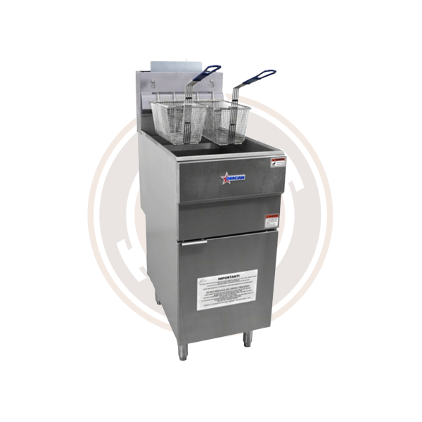 Omcan Commercial 35-40 lb. Propane Gas Floor Fryer - 90,000 BTU High Capacity Deep Fryer (Model 43422) for Restaurants, Food Trucks & Catering Businesses