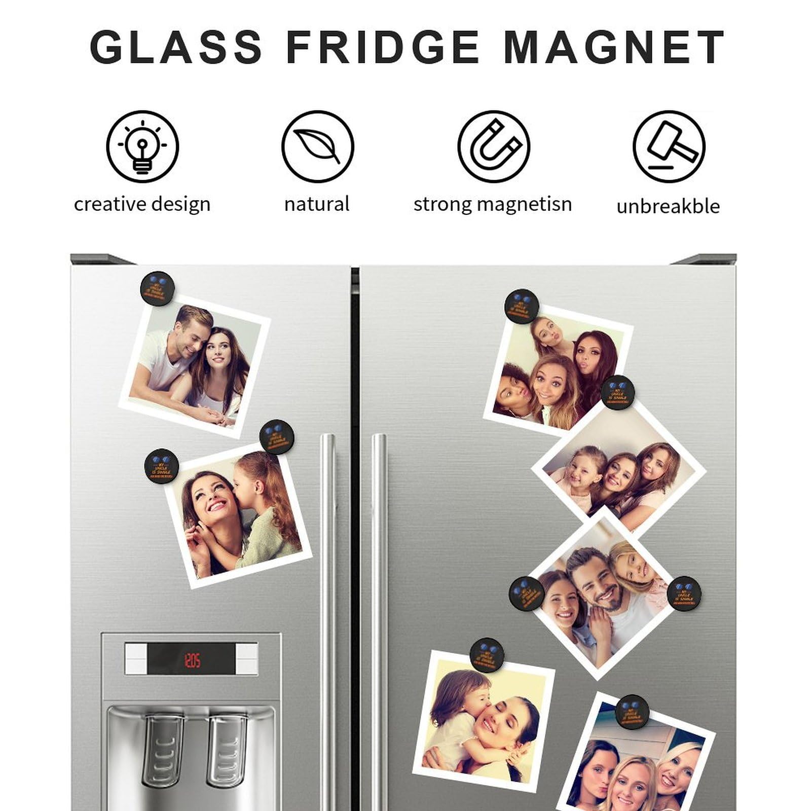 Funny Fridge Magnet - My Uncle Is Single Ask Mom for Details - Glass Refrigerator Sticker for Office, Kitchen & Home Decor - 4cm Single Piece - Perfect for Gag Gifts, Housewarming & Whiteboard Humor