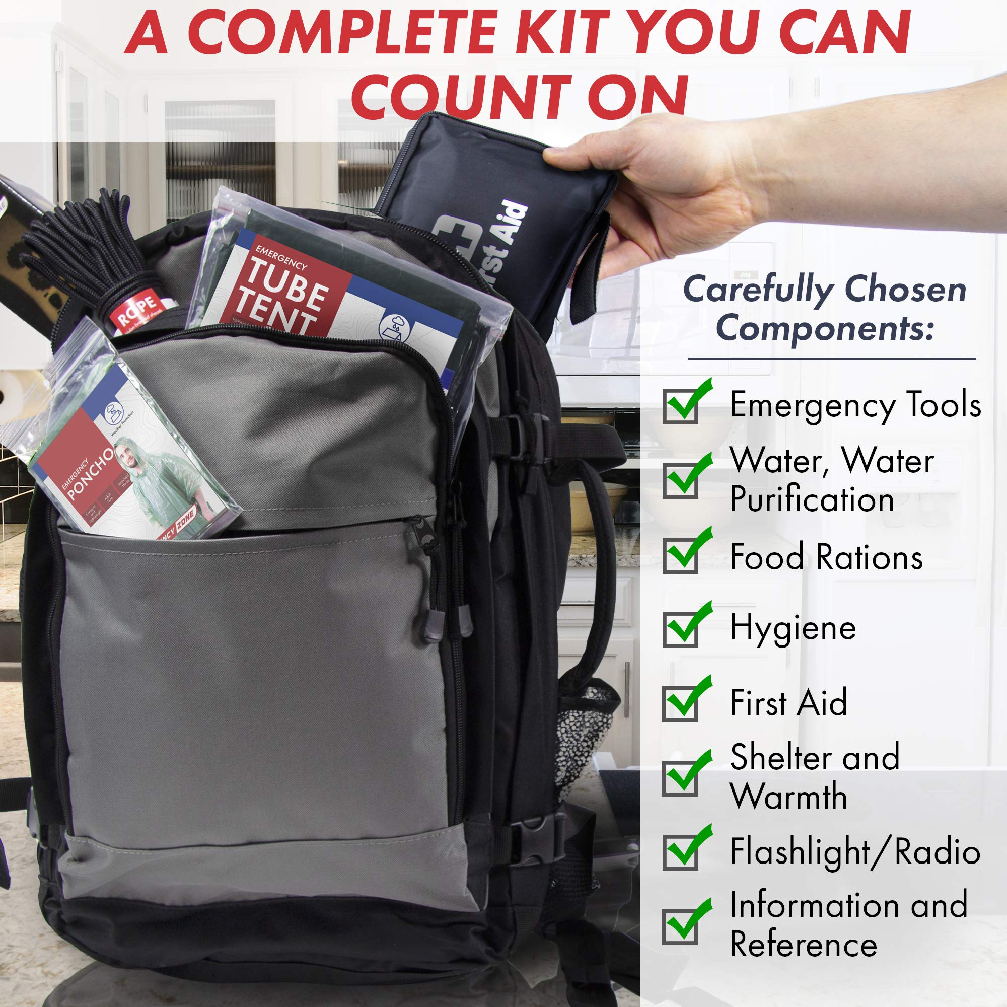 Urban Survival Bug-Out Bag for 6 People | Emergency Go Bag with Disaster Supplies - Hurricane, Wildfire, Earthquake & Civil Unrest Preparedness Kit | Perfect for Home Safety, Outdoor Adventures & Emergency Evacuations