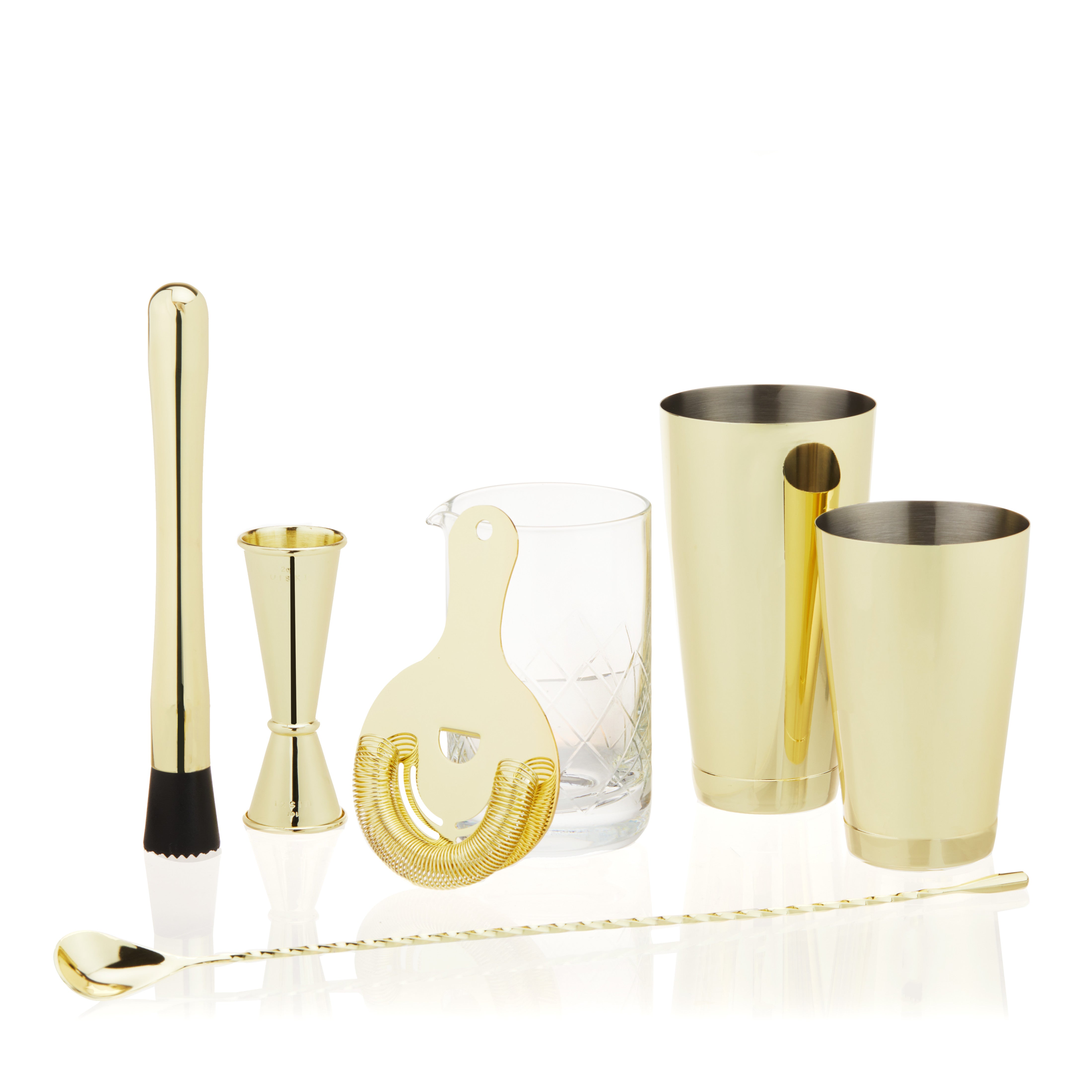 7-Piece Belmont Barware Set - Cocktail Shaker, Jigger, Strainer & More - Perfect for Home Bars, Parties & Mixology Enthusiasts