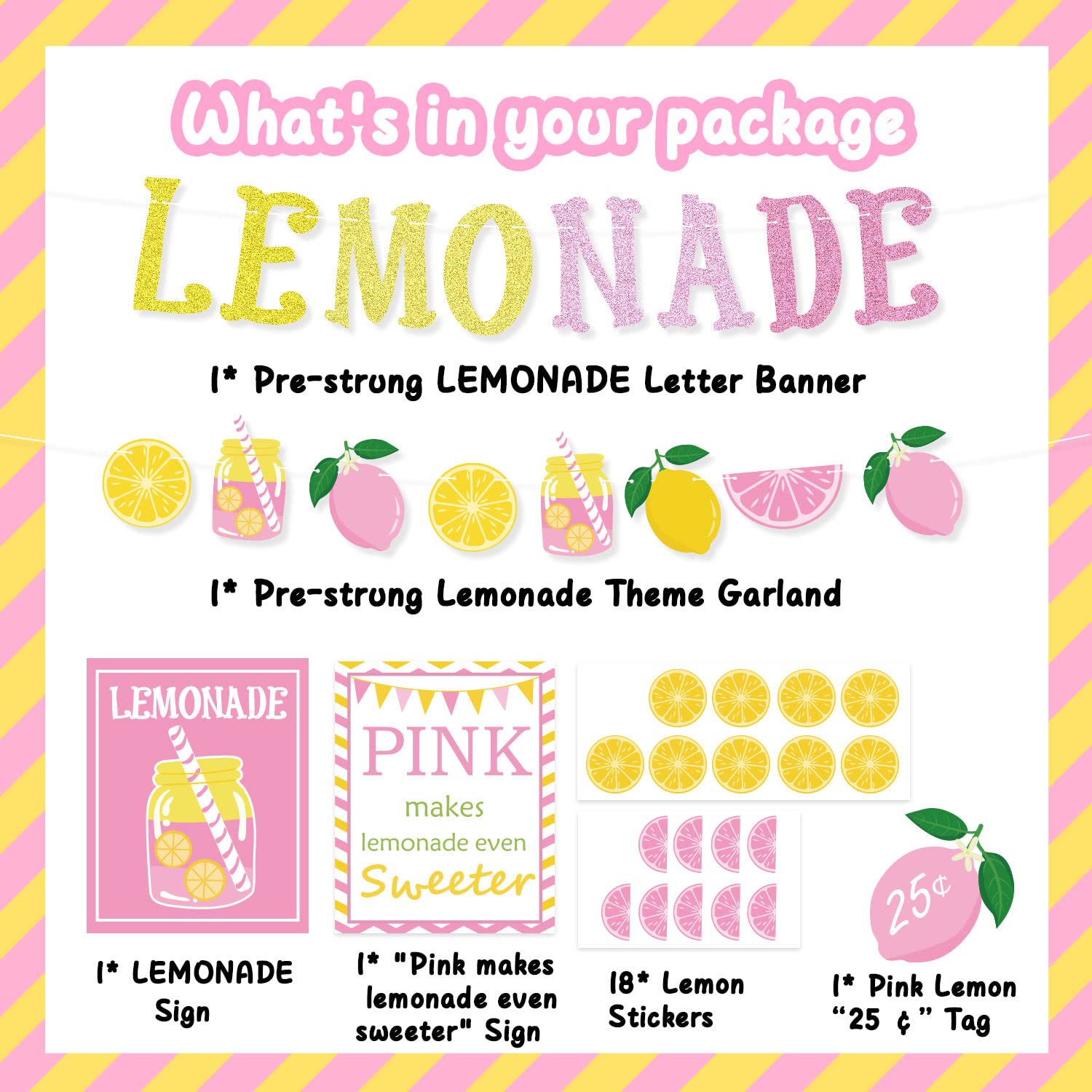 Lemon Party Decorations Set - Lemonade Stand Banner, Coffee Bar Signs & Lemon Stickers for Summer Parties, Baby Showers, Bridal Showers & Birthdays | Perfect for Outdoor Events, Themed Celebrations & DIY Decor