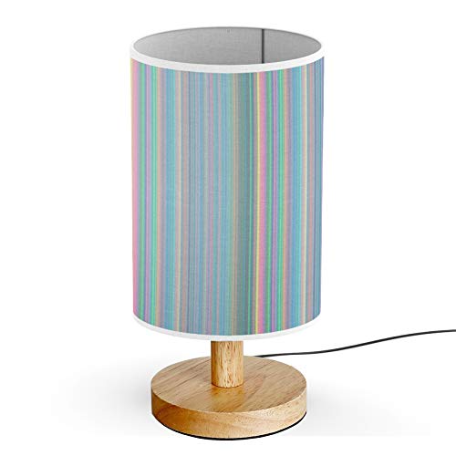 ARTSYLAMP - Modern Wood Base Decorative Desk Lamp with Colorful Vertical Stripes, Minimalist Bedside Lighting for Home Office, Study & Bedroom Decor
