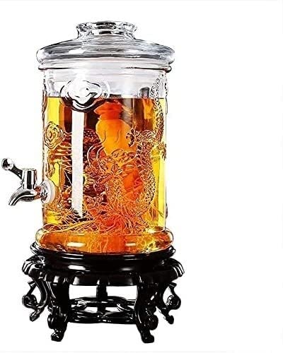 Premium 5L & 6L Glass Beer Dispenser with Cooling Bucket - Stainless Steel Stable Base & Glass Cover for Parties, BBQs, and Outdoor Events - Ideal for Chilled Beverages, Cocktails, and Draft Beer Serving