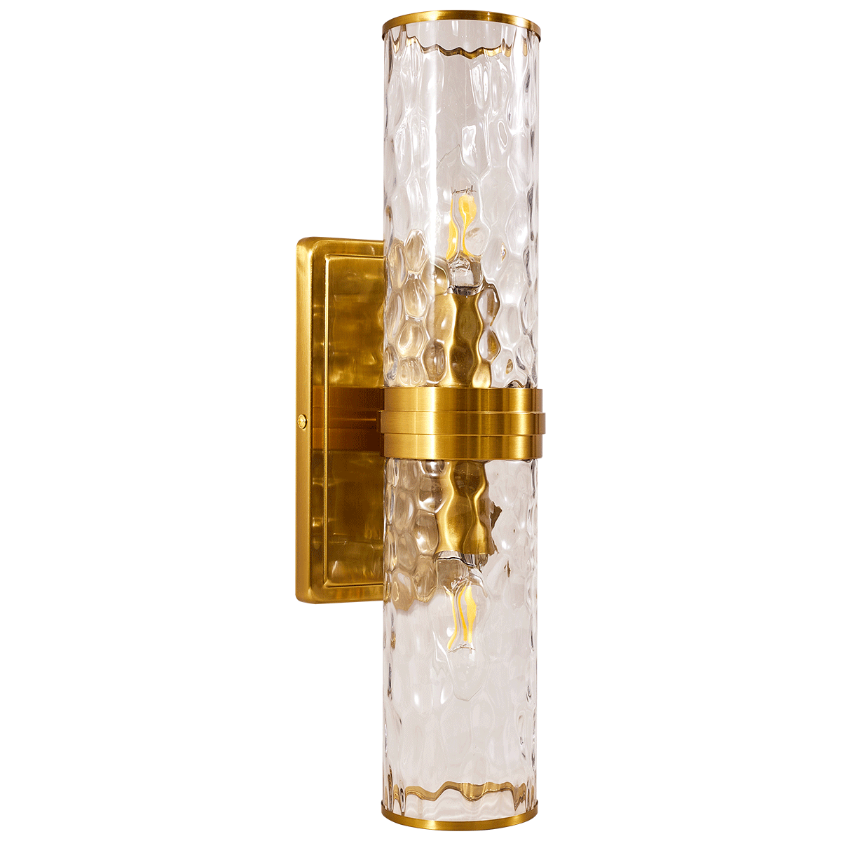 Modern Hammer Glass Double Cylinder Shade Wall Sconce - Open Box Like New Condition - Perfect for Bedroom, Living Room & Hallway Lighting Decor