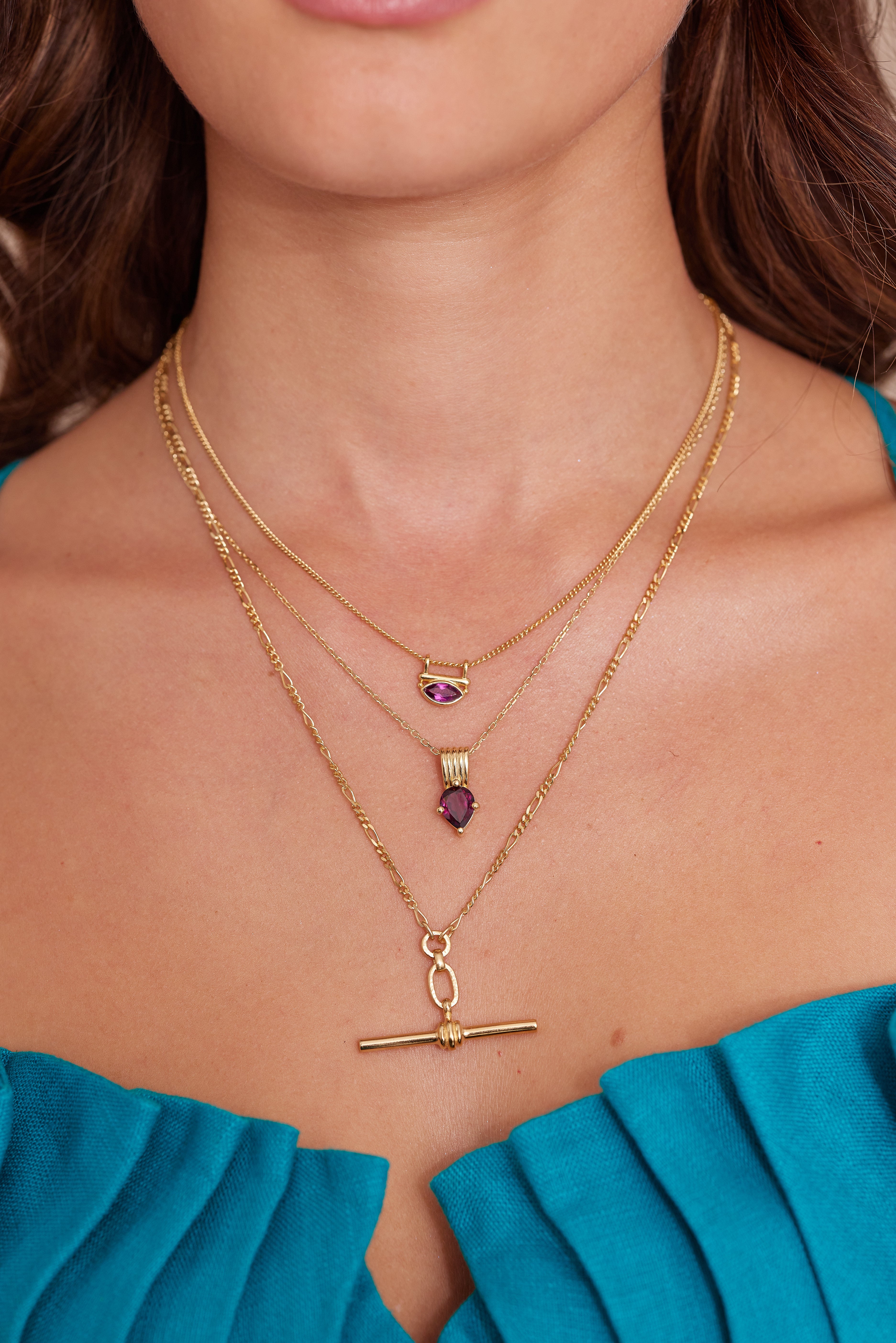 Amie Rhodolite Gold Necklace for Women - Elegant Garnet Gemstone Jewelry Gift for Birthday, Anniversary & Valentine's Day