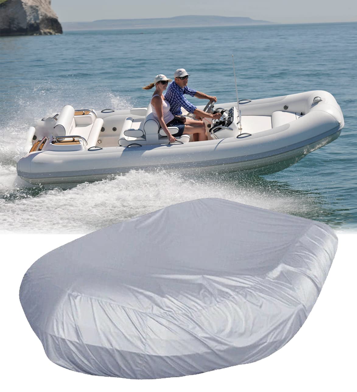 Waterproof UV-Resistant Inflatable Boat Cover for 6-15ft Dinghy & Kayak - Dustproof Protection for Outdoor Boating