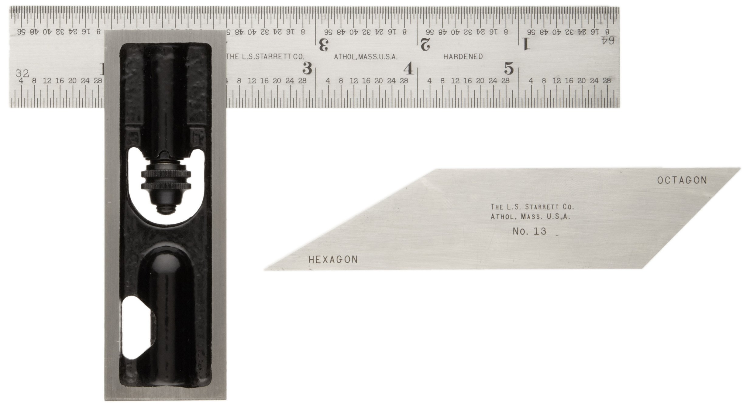 Starrett 13 Inch Reading Double Square - 6 Inch Adjustable Precision Metal Measuring Tool for Woodworking, Metalworking & Engineering Projects