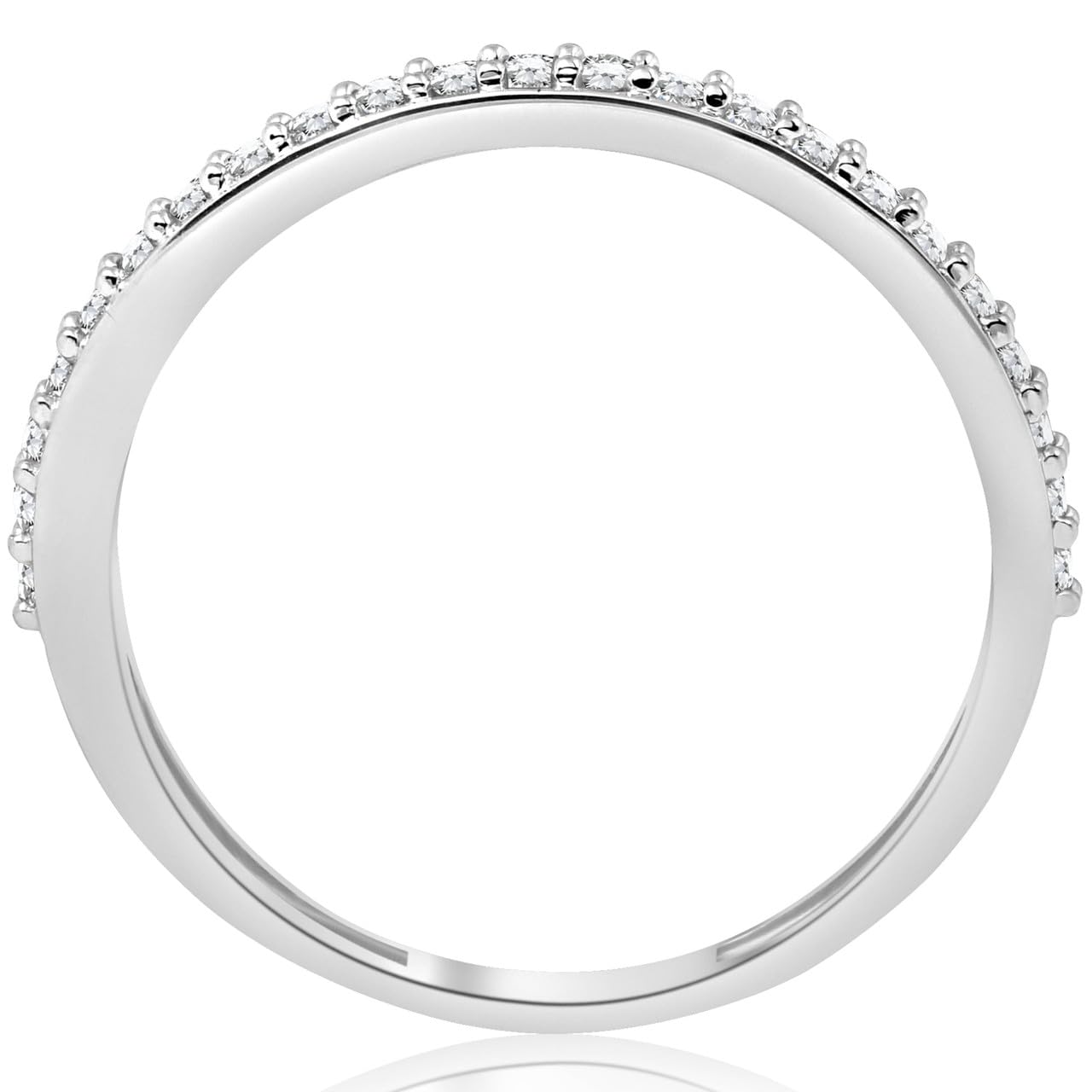 1/8ct Stackable Women's Diamond Wedding Ring - 10k White Gold Engagement Band for Bridal, Anniversary & Everyday Wear