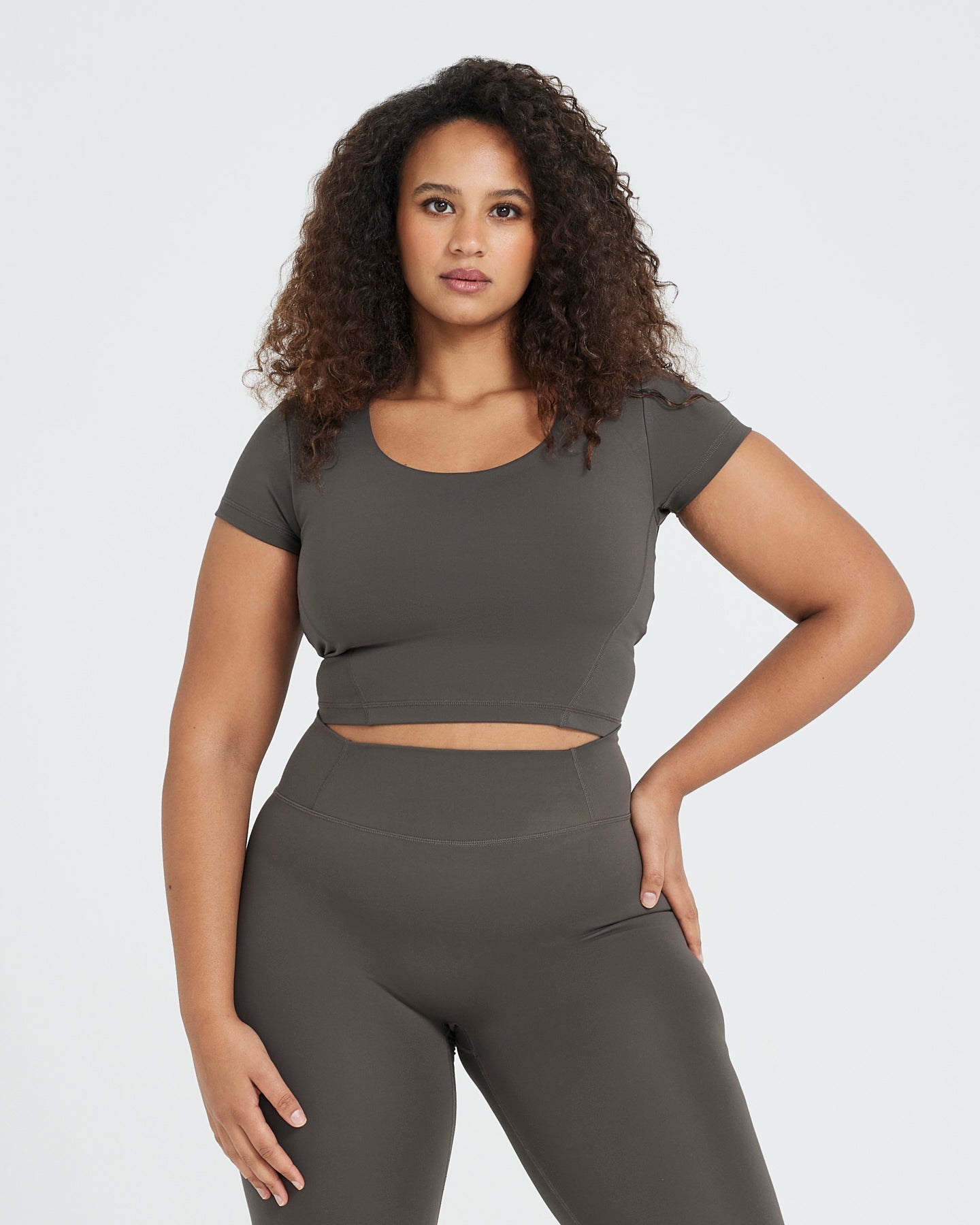 Timeless Crop Short Sleeve T-Shirt for Women | Soft Cotton Casual Top in Deep Taupe | Perfect for Summer Outfits, Beach Wear & Everyday Comfort