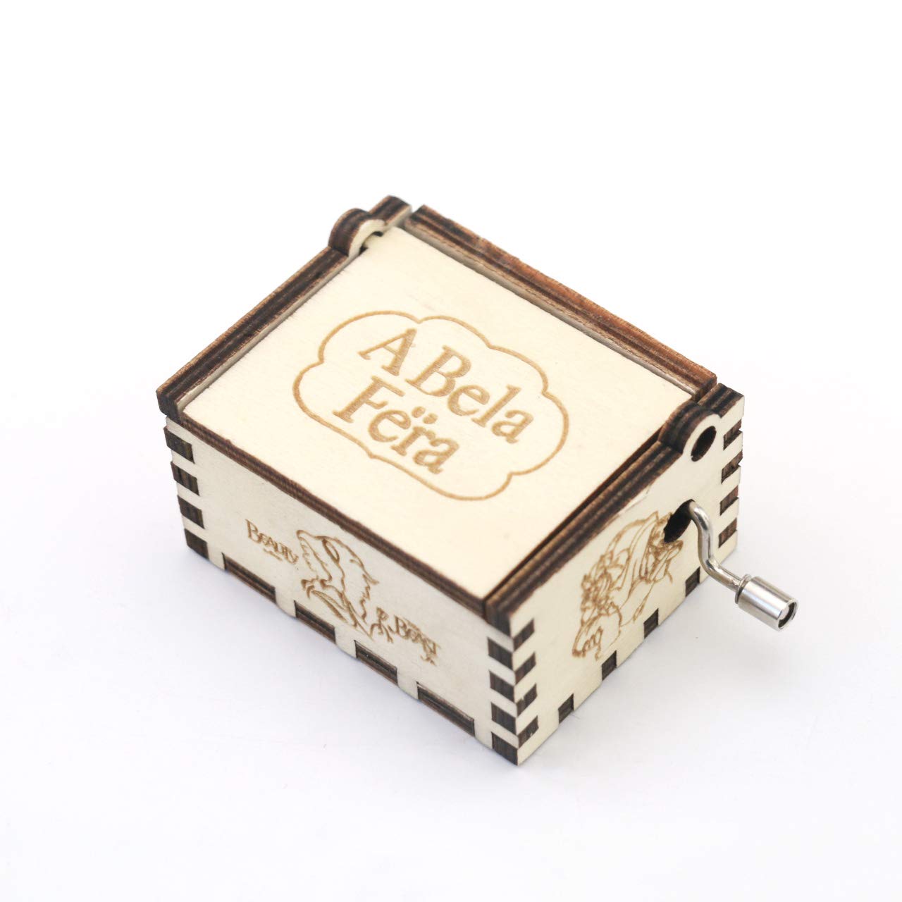 Beauty and The Beast Hand Crank Music Box - Carved Wooden Musical Gift Box Plays Theme Song - Perfect for Disney Fans, Romantic Gifts & Home Decor