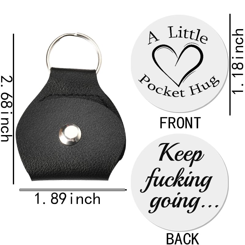 Long Distance Relationship Gifts for Her - Sisadodo Pocket Hug Token Keepsake with Leather Keychain - Thoughtful Birthday & Christmas Presents for Women - Perfect for Couples, LDR Partners, and Romantic Occasions