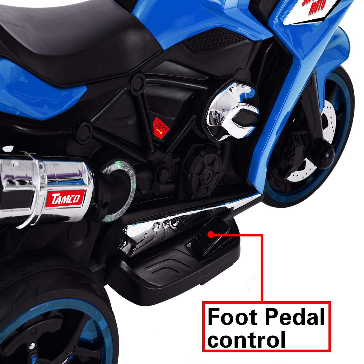 Kids Electric Ride-On Motorcycle - 12V Blue Toy with 3 Twinkling Wheels for Outdoor Play