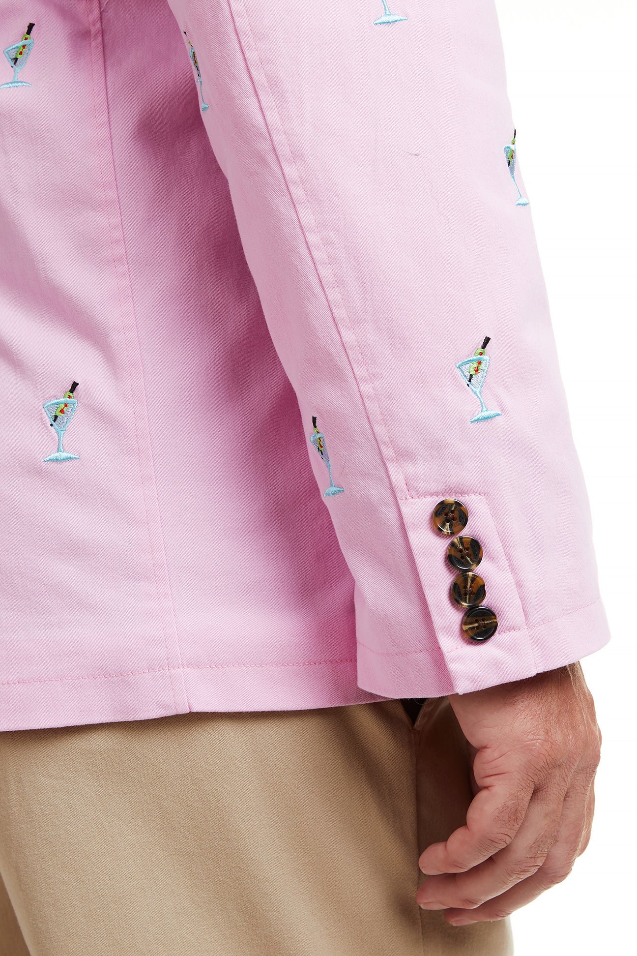 Stylish Pink Spinnaker Blazer with Martini Design - Perfect for Cocktail Parties, Business Casual & Summer Weddings