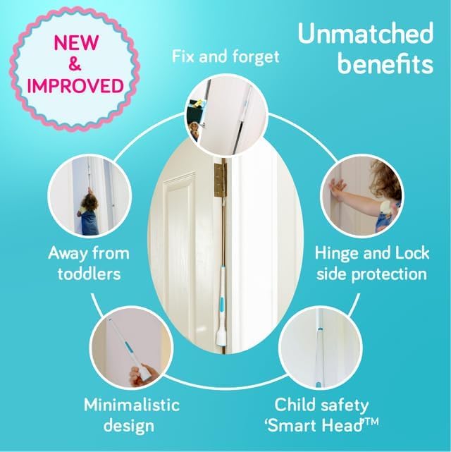 2-in-1 Child Safety Door Pinch Guard - Automatic Hinge & Lock Side Protection - Award-Winning Baby Proof Door Stopper - Easy Installation Finger Guard for Home & Nursery Safety