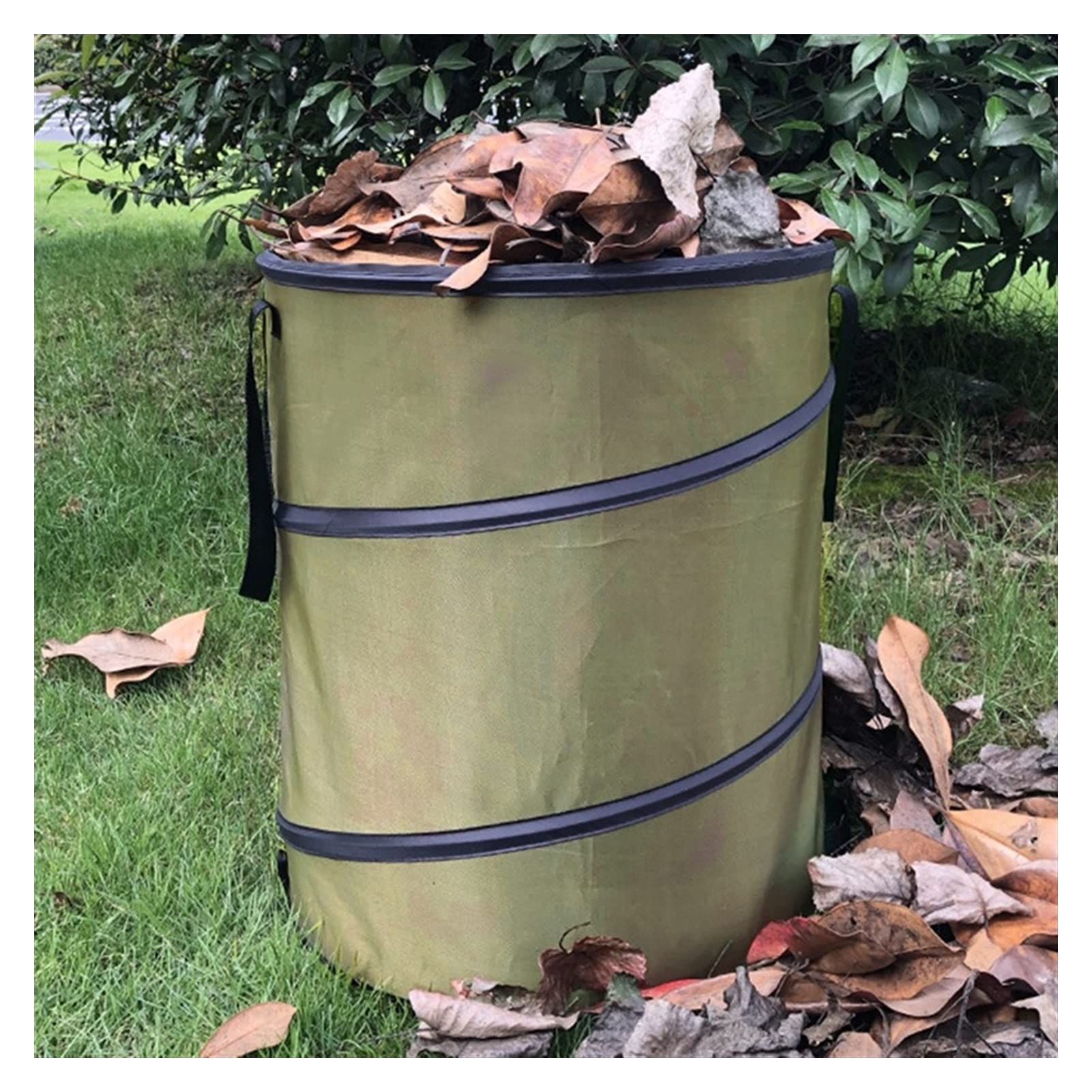 Collapsible 10 Gallon Waterproof Trash Can with Handles - Reusable Portable Garbage Bin for Home, Outdoor, Yard & Gardening - Strong, Stylish & Easy to Clean Waste Container (Ideal for Camping, Picnics & Patio Use)